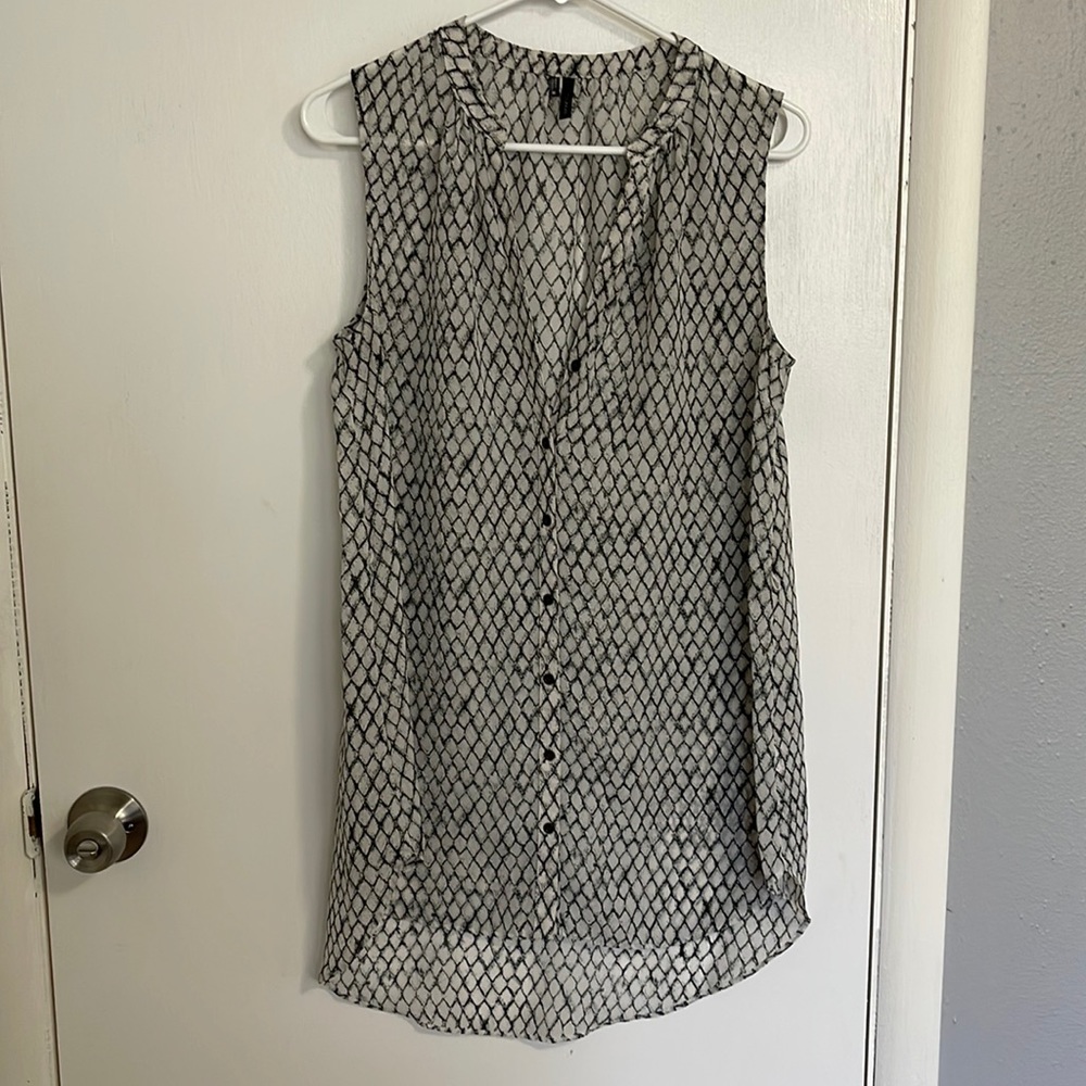 Sheer Printed Button Up